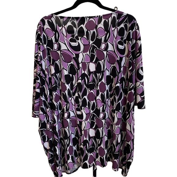 Lily 🖤💜🤍 Geometric Retro Patterned Long Open Topper, Elastic Waist Front Tie - Picture 8 of 15